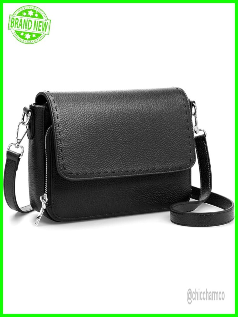Genuine Leather Crossbody Bag with RFID Wallet